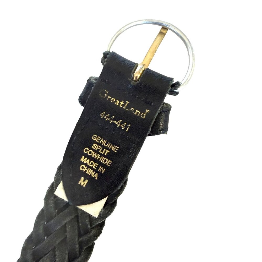 Greatland Leather Braided Belt M 43" Womens Genuine Split Cowhide Black - Picture 3 of 6